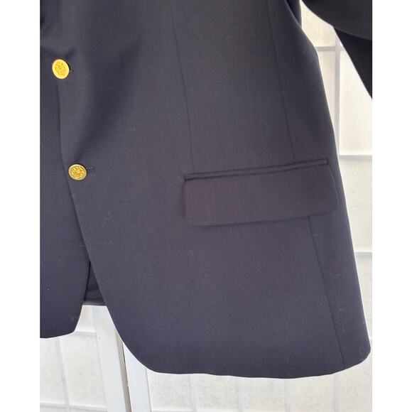 Joseph & Feiss Mens 48R Wool Navy Gold Button Blazer Suit Jacket Career Preppy - Picture 7 of 10